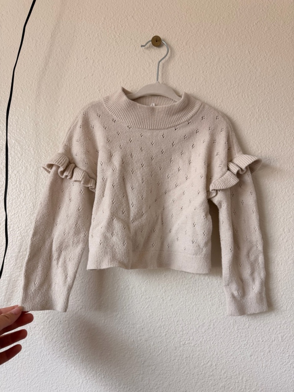 Baby Gap Cream Ruffle Sleeve Knit Sweater